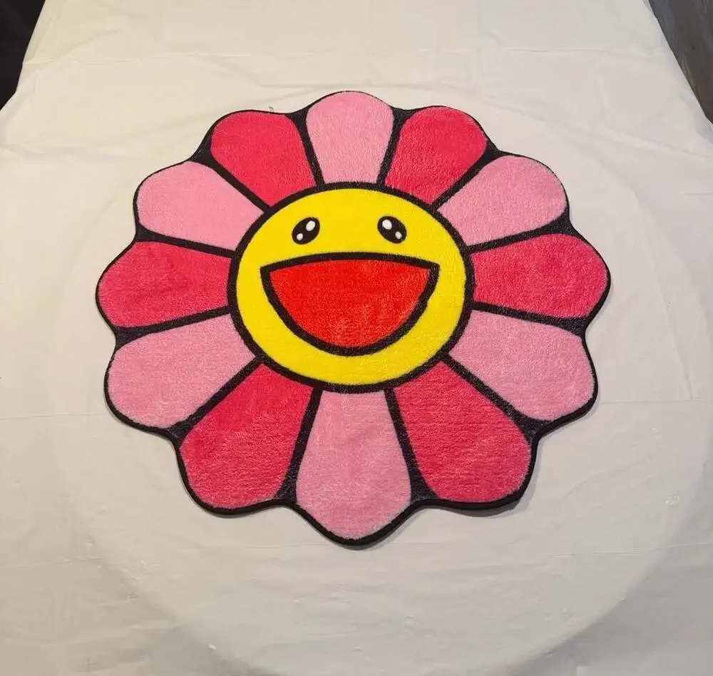 Takashi Murakami Style Kaikai Kiki Flower Area Rug